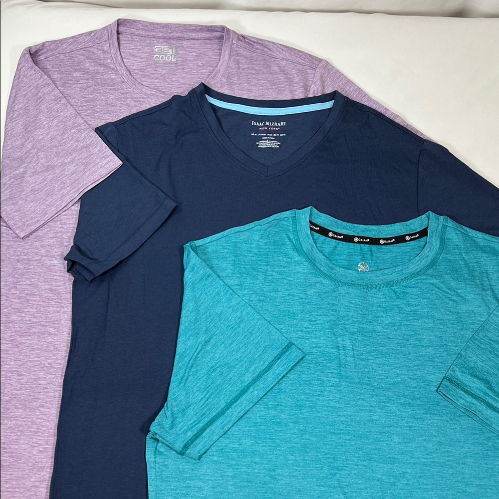 Three Men’s Tshirts Gaiam, Isaac Mizrahi, 32 Degrees See Description